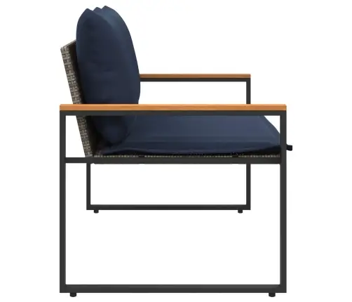 Suoliukas Pilka Ir Tamsiai Mėlyna 115 X 65 X 72 Cm Ratanas