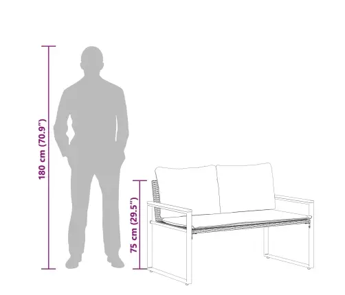 Suoliukas Su Pagalve Juoda Ir Turkio 115 X 65 X 72 Cm Ratanas