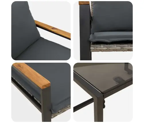 Mēbeļu Komplekti 3 Pcs Pelēks Un Tumši Pelēks Rotangpalma Vidaxl