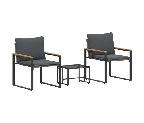 Mēbeļu Komplekti 3 Pcs Pelēks Un Tumši Pelēks Rotangpalma Vidaxl