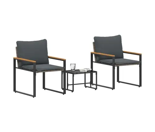 Mēbeļu Komplekti 3 Pcs Pelēks Un Tumši Pelēks Rotangpalma Vidaxl