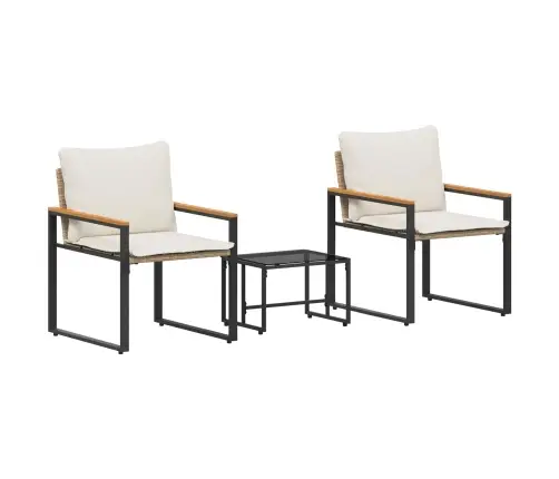 Mēbeļu Komplekti 3 Pcs Beige Un Krēmbalta Rotangpalma Vidaxl