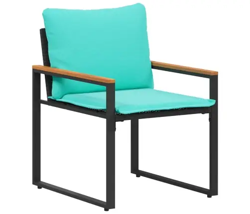 Mööblisete Padjaga 3 Pcs Must Ja Türkiissinine Rotang