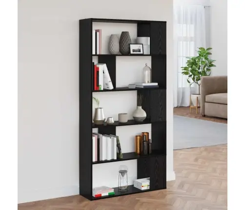 Grāmatplaukts Melns Ozolkoks 80 X 24 X 159 Cm Inženierijas Koks Vidaxl