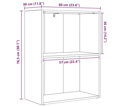 Grāmatu Plaukts Melns Ozolkoks 60 X 30 X 76.5 Cm Vidaxl