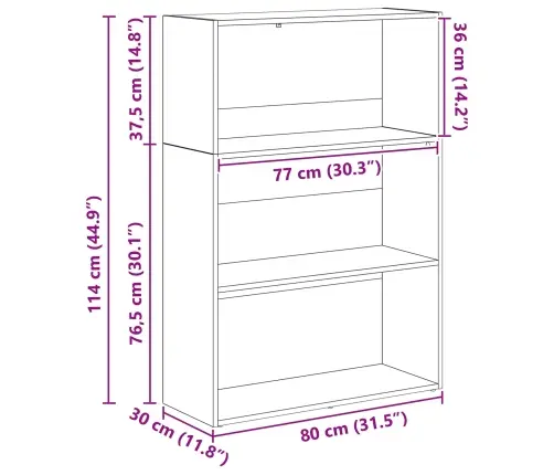 Grāmatu Plaukts Melns Ozolkoks 60 X 30 X 76.5 Cm Vidaxl