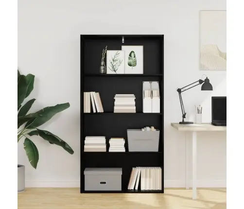 Grāmatplaukts Melns Ozolkoks 80 X 30 X 151,5 Cm Vidaxl