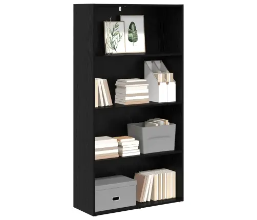 Grāmatplaukts Melns Ozolkoks 80 X 30 X 151,5 Cm Vidaxl