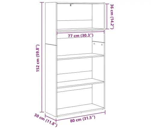 Grāmatplaukts Melns Ozolkoks 80 X 30 X 151,5 Cm Vidaxl