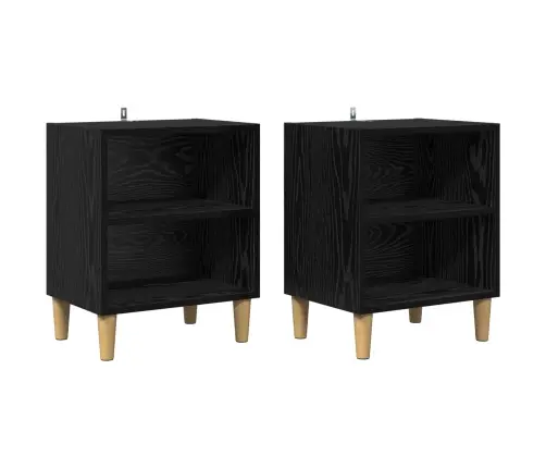 Gultas Skapis 2 Pcs Melns Ozolkoks 40 X 30 X 50 Cm Vidaxl