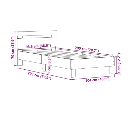 Lovos Rėmas Senas Medis 98.5 X 200 Cm Apdirbta Mediena