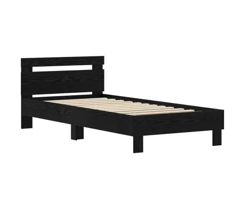 Gultas Rāmis Melns Ozolkoks 75 X 190 Cm Inženierijas Koks Vidaxl