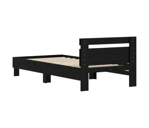 Gultas Rāmis Melns Ozolkoks 75 X 190 Cm Inženierijas Koks Vidaxl