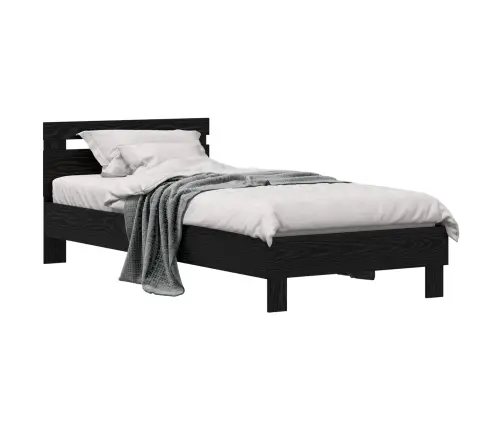 Gultas Rāmis Melns Ozolkoks 75 X 190 Cm Inženierijas Koks Vidaxl