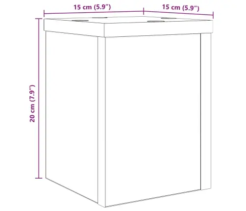 Taimede Alus 2 Pcs Must Tamm 15 X 15 X 20 Cm Tehispuit