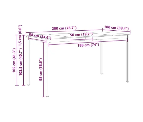 Baro Stalas Natūrali 110 X 55 X 105 Cm Kietos Pušies Mediena
