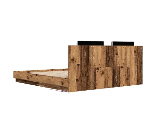 Gultas Rāmis Ar Atzveltni Ar Uzglabāšanu Vecs Koks 200 X 200 Cm Vidaxl