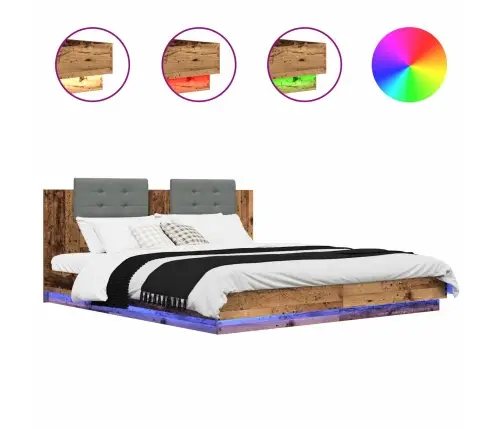 Gultas Rāmis Ar Atzveltni Ar Uzglabāšanu Vecs Koks 200 X 200 Cm Vidaxl