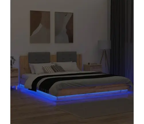 Peatsiga Voodiraam Peaga Käsitööpuu 200 X 200 Cm Tehispuit