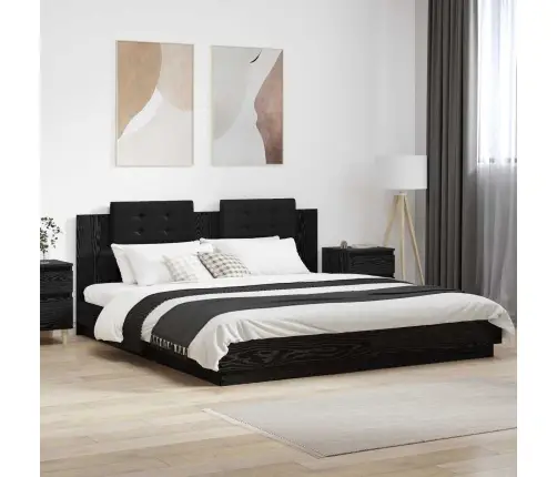 Lovos Rėmas Su Galvūgaliu Juodas Ąžuolas 200 X 200 Cm