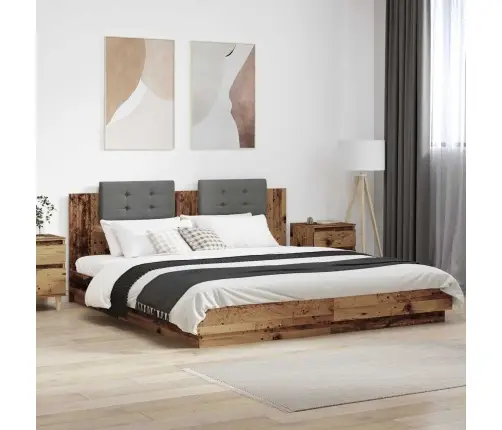 Gultas Rāmis Ar Atzveltni Ar Uzglabāšanu Vecs Koks 180 X 200 Cm Vidaxl