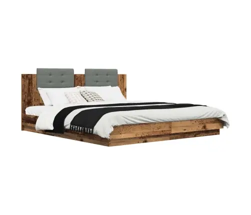 Gultas Rāmis Ar Atzveltni Ar Uzglabāšanu Vecs Koks 180 X 200 Cm Vidaxl