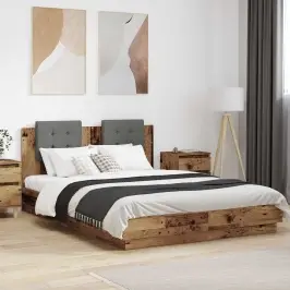 Gultas Rāmis Ar Atzveltni Ar Uzglabāšanu Vecs Koks 160 X 200 Cm Vidaxl