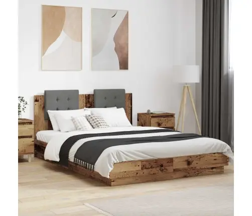 Gultas Rāmis Ar Atzveltni Ar Uzglabāšanu Vecs Koks 120 X 200 Cm Vidaxl