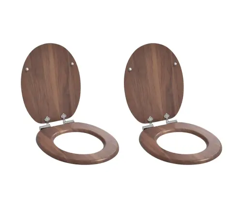 Tualetes Sēdeklis 2 Pcs Brūna 44 X 38 Cm Mdf Plāksne Vidaxl