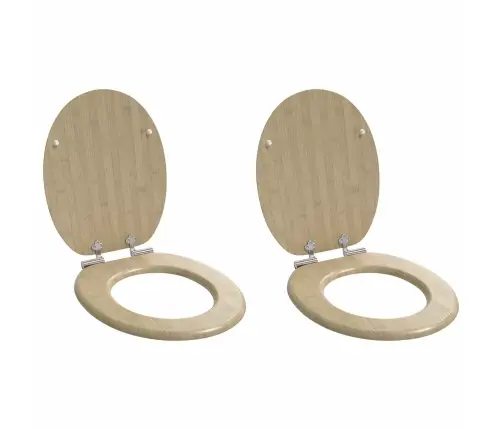 Tualetes Sēdeklis 2 Pcs Gaiša Bambusa Krāsa 44 X 38 Cm Vidaxl