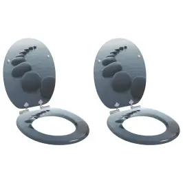 Tualetes Sēdeklis 2 Pcs Pelēka 44 X 38 Cm Mdf Plāksne Vidaxl