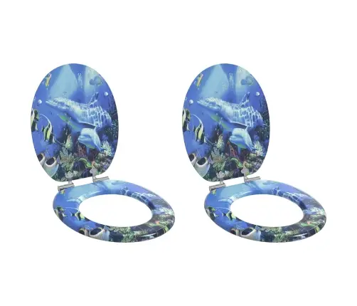 Tualetes Sēdeklis 2 Pcs Zila 44 X 38 Cm Mdf Plāksne Vidaxl