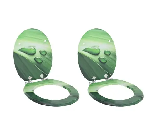 Tualetes Sēdeklis 2 Pcs Zaļš Pilieniņš 44 X 38 Cm Mdf Plāksne Vidaxl