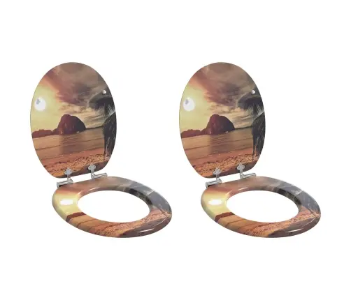 Tualetes Sēdeklis 2 Pcs Oranža 44 X 38 Cm Mdf Plāksne Vidaxl