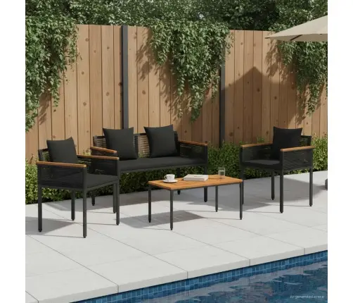 Välis Mööbli Komplekt Padjaga 4 Pcs Must Pe Rattan