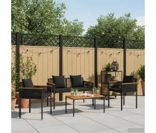 Välis Mööbli Komplekt Padjaga 4 Pcs Must Pe Rattan