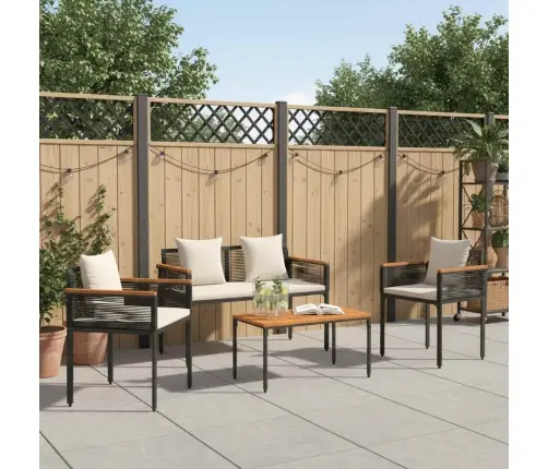 Āra Mēbeļu Komplekts 4 Pcs Melns Un Krēmkrāsas Balts Pe Ratan Vidaxl