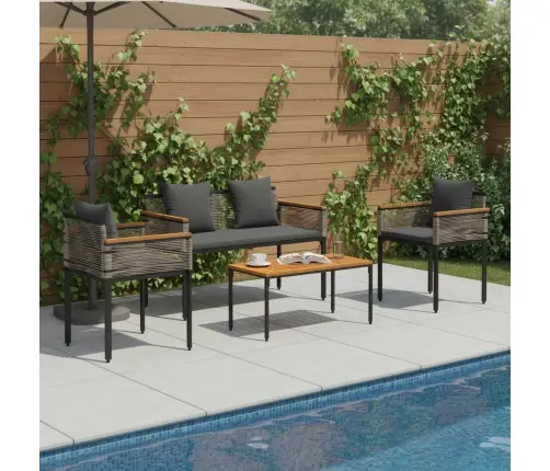 Āra Mēbeļu Komplekts 4 Pcs Pelēks Un Tumši Pelēks Pe Ratan Vidaxl