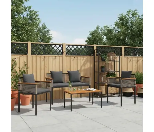 Āra Mēbeļu Komplekts 4 Pcs Pelēks Un Tumši Pelēks Pe Ratan Vidaxl