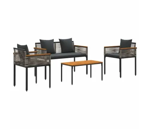 Āra Mēbeļu Komplekts 4 Pcs Pelēks Un Tumši Pelēks Pe Ratan Vidaxl