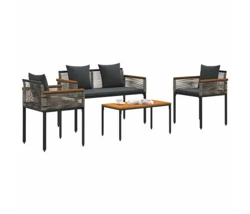 Āra Mēbeļu Komplekts 4 Pcs Pelēks Un Tumši Pelēks Pe Ratan Vidaxl