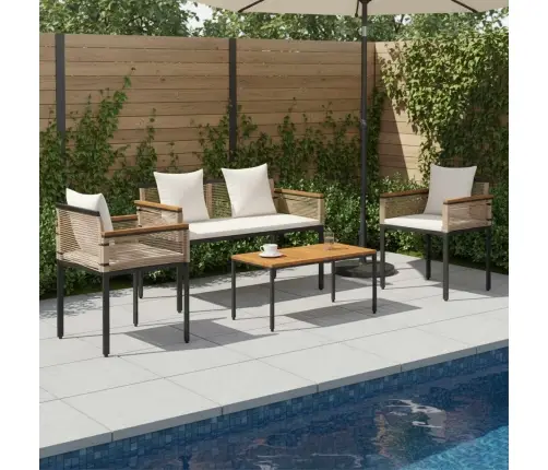 Āra Mēbeļu Komplekts 4 Pcs Beige Un Krēmbalta Pe Ratan Vidaxl