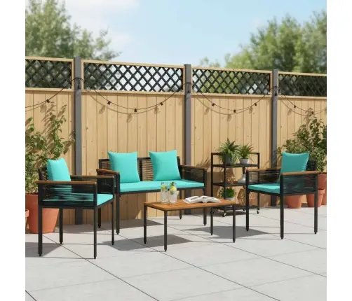 Āra Mēbeļu Komplekts 4 Pcs Melns Un Tirkīzs Pe Ratan Vidaxl