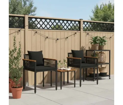 Āra Mēbeļu Komplekts Ar Spilvenu 3 Pcs Melna Pe Ratan Vidaxl