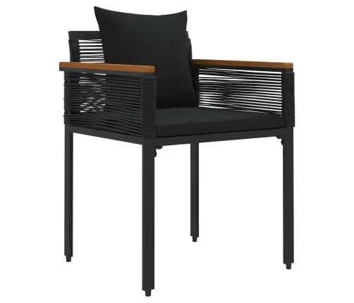 Āra Mēbeļu Komplekts Ar Spilvenu 3 Pcs Melna Pe Ratan Vidaxl