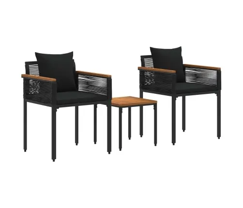 Āra Mēbeļu Komplekts Ar Spilvenu 3 Pcs Melna Pe Ratan Vidaxl