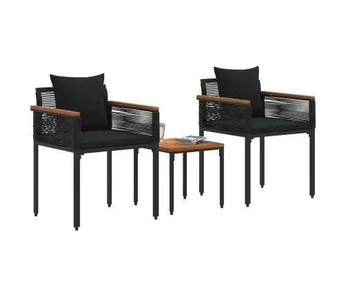 Āra Mēbeļu Komplekts Ar Spilvenu 3 Pcs Melna Pe Ratan Vidaxl