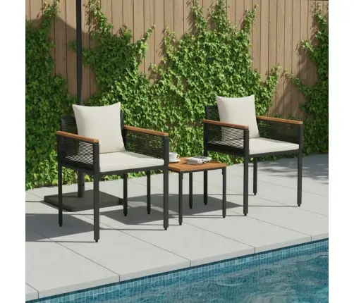 Āra Mēbeļu Komplekts 3 Pcs Melns Un Krēmkrāsas Balts Pe Ratan Vidaxl