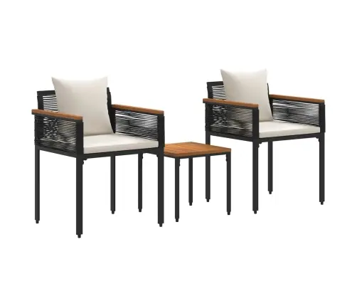 Āra Mēbeļu Komplekts 3 Pcs Melns Un Krēmkrāsas Balts Pe Ratan Vidaxl