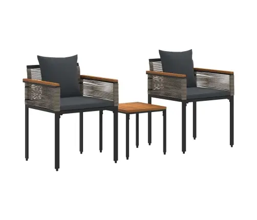 Āra Mēbeļu Komplekts 3 Pcs Pelēks Un Tumši Pelēks Pe Ratan Vidaxl